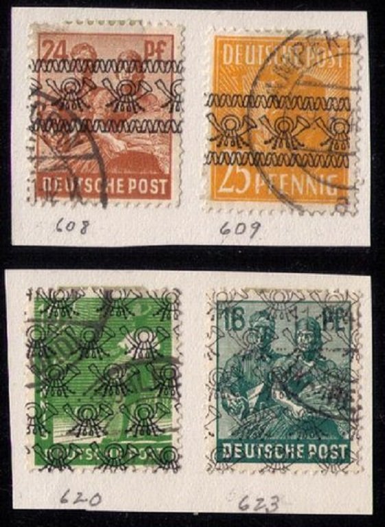 USED Germany Sc #608-609,620,623 USA & British Zones Incomplet Set Of 4 F-VF