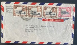 1947 Makindu Kenya British KUT Airmail Cover To Prospect Park PA Usa