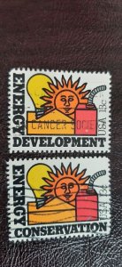 US Scott # 1723-1724; two used 13c Energy issue, 1977; VF centering; off paper