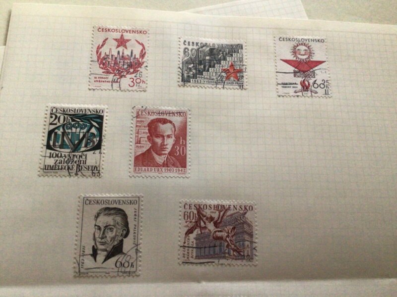 Czechoslovakia stamps on folded page  A11787