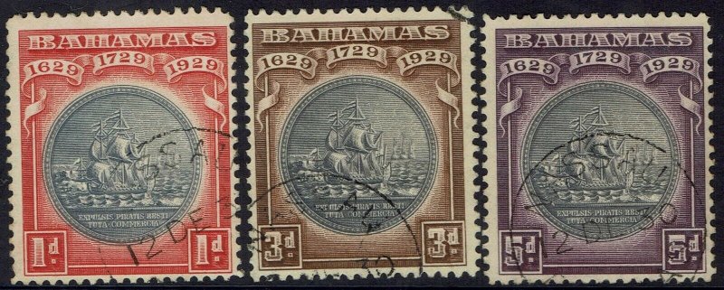 BAHAMAS 1930 300TH ANNIVERSARY 1D 3D AND 5D USED 