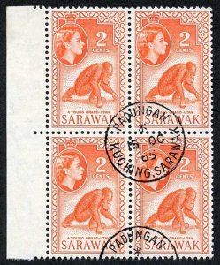 SARAWAK SG205 1965 2c Red-orange Wmk w12 THE KEY VALUE CDS Block Cat 64 pounds