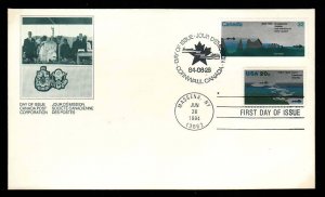 Canada-Sc#1015-stamp on FDC with similar US stamp-St Lawrence Seaway-1984-