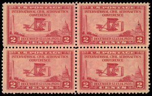 US Sc 649 VF/MNH BLOCK of 4 - 1928 2¢ - Intn'l Civil Aeronautics Conf.-...