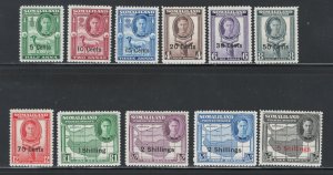 Somaliland 1951 King George VI Surcharges Scott # 116 - 126 MH