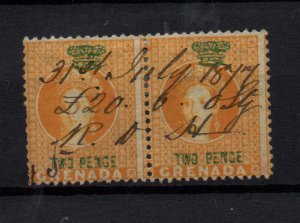 Grenada QV 1875 2d Revenue used Joined Pair WS31120