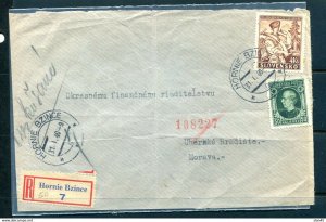 Slovakia Register Cover  front part  cancel 31.1.1940 Hornie Bzince 11256