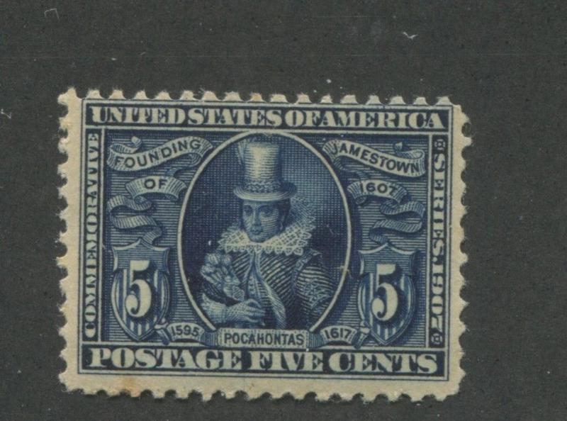 1907 US Stamps #330 5c Mint Never Hinged Average Jamestown Exposition Issue