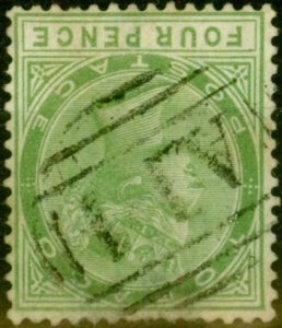 Tobago 1880 4d Yellow-Green SG10w Wmk Inverted Fine Used