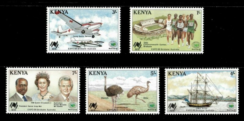 Kenya 1988 - World Expo, Brisbane, Queen, Ship - Set of 5v - Scott 447-51 - MNH