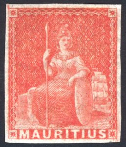 Mauritius 1858 (6d) Vermilion SG 28 Scott 10 LMM/MLH Cat £55($73)