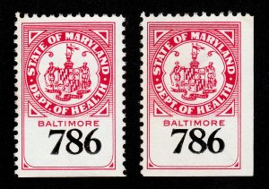 STATE OF MARYLAND DEPARTMENT OF HEALTH BALTIMORE NO. 786 BEDDING (LOT OF 2) MH 