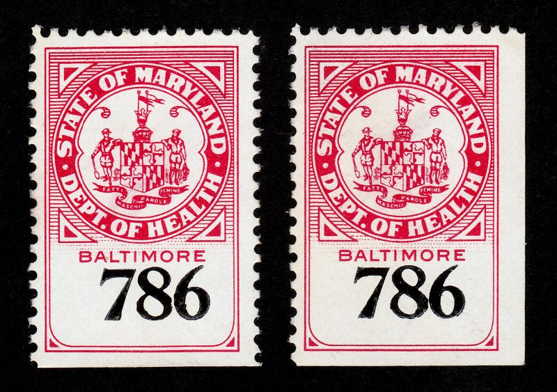 STATE OF MARYLAND DEPARTMENT OF HEALTH BALTIMORE NO. 786 BEDDING (LOT OF 2) MH