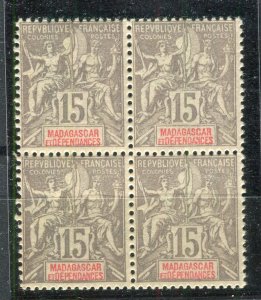 FRENCH; 1900s classic Tablet type fine MINT MNH Unmounted 15c. BLOCK of 4