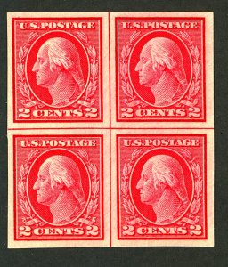 U.S. #409 MINT LINE BLOCK OF 4 OG LH