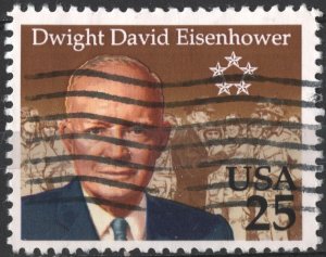 SC#2513 25¢ Dwight David Eisenhower Single (1990) Used