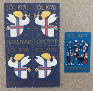 Faroe Islands Christmas Seals - 1976 and 1977 MNH.