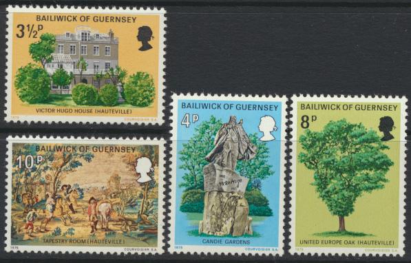 Guernsey  SG 126-129  SC# 123-125 MLH Victor Hugo Exile see details