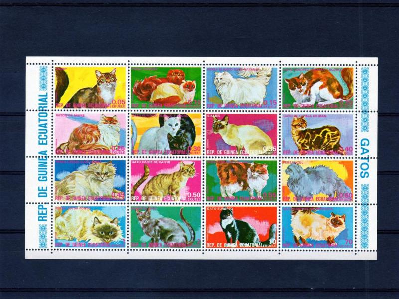 Equatorial Guinea 1975 Domestic Cats Shlt(16) MNH Mi.#704/19