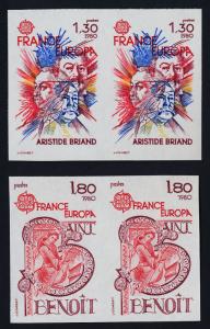 France 1699-1700 imperf pairs MNH EUROPA, Aristide Briand, St Benedict