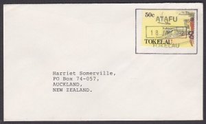 TOKELAU IS 1992 cover to NZ, scarce boxed ATAFU datestamp..................A3451