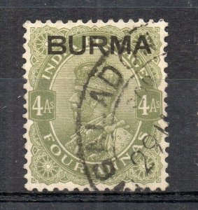 Burma 1937 Early Issue Fine Used 4a. Optd NW-167068