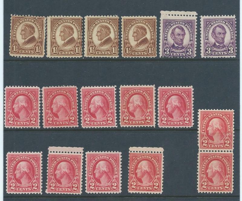 US 553-5 MNH stock, total CV $122.60