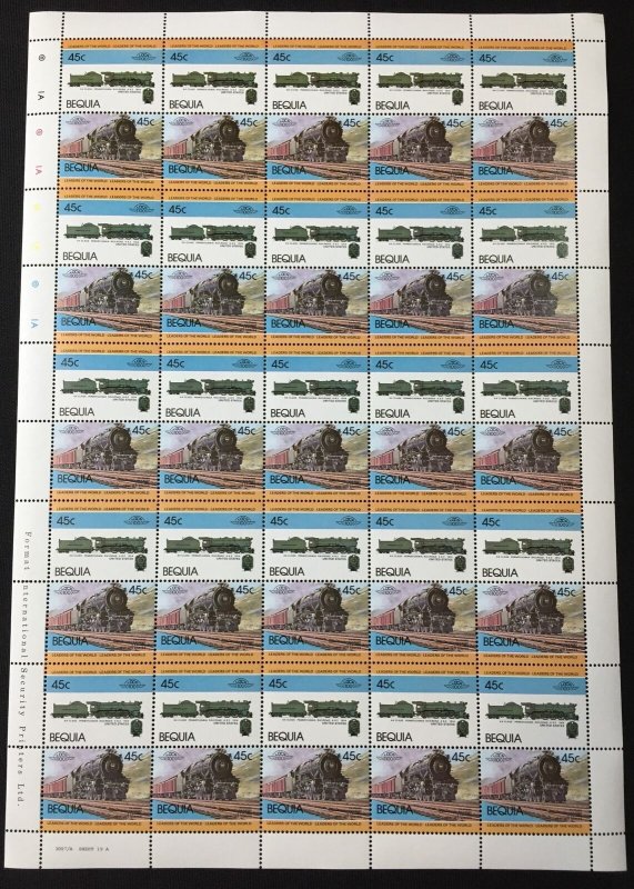 ST Vincent Bequia Trains Locomotives Sheets x 8 MNH (400 Stamps) BLK22 