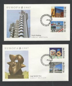 GB  #1176-79 (1987 Europa set) on two unaddressed Fleetwood FDCs