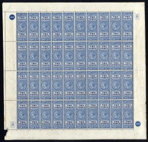 Antigua 1870 2d Stamp Duty Sheet of 40