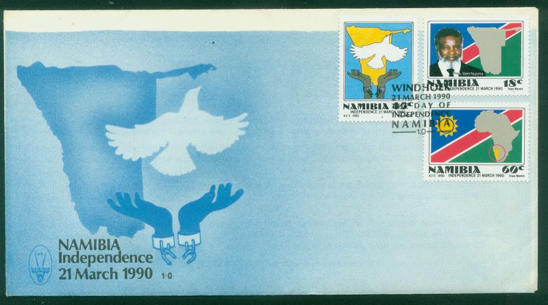 NAMIBIA 659-661 INDEPENDENCE ISSUE, FIRST DAY COVER. F-VF. (102)