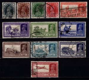 India 1937 George VI Definitives to 12a, Part Set [Used]