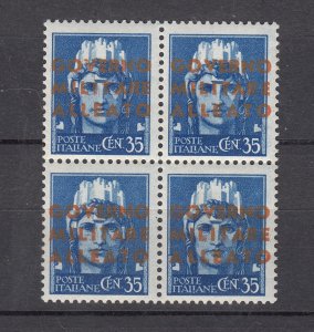 J28509, 1943 italy A.M.G. blk/4 mnh #1n11 or 1n11a ovpt govero militare alleato