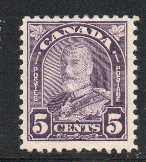 Canada Sc 169 1930 5c dull violet George V Arch issue stamp mint