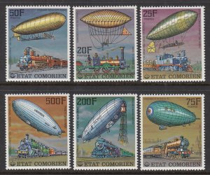 Comoro Islands 247-252 Zeppelins Trains MNH VF