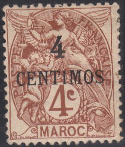 French Morocco 1902-10 MH Scott #14 4c on 4c yellow brown