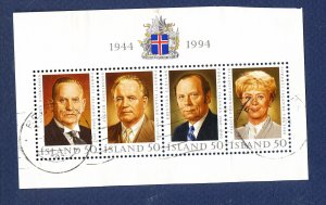 ICELAND  - Scott 788 - used S/S -  Presidents - 1994