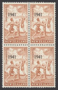 New Zealand Sc# B19 MNH block/4 1941 2p+1p overprints Children