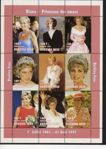 Burkina Faso 1997  Diana Princess  of Wales 2 Sheetlets (18) Sc# 1090A/1090K