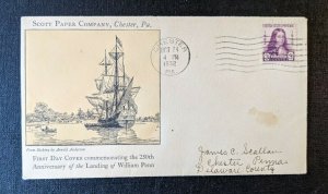 1932 Scott Paper Company Chester PA FDC 724 4b Cover to Chester PA