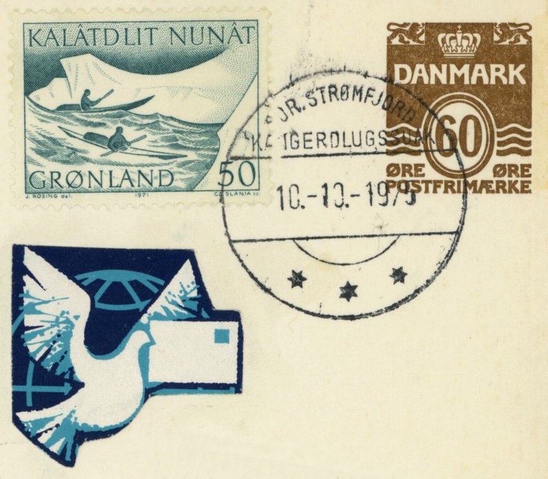 Greenland Denmark Mixed Franking Card to Germany SAS Polar Flight 1975 Airmail