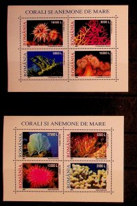 ROMANIA Sc 4483-84 NH 2 SOUVENIR SHEETS OF 2001 - SEA LIFE