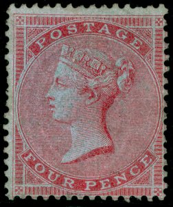 GB QV SG62, SCARCE 4d carmine SMALL GARTER, LH MINT. Cat £8500.