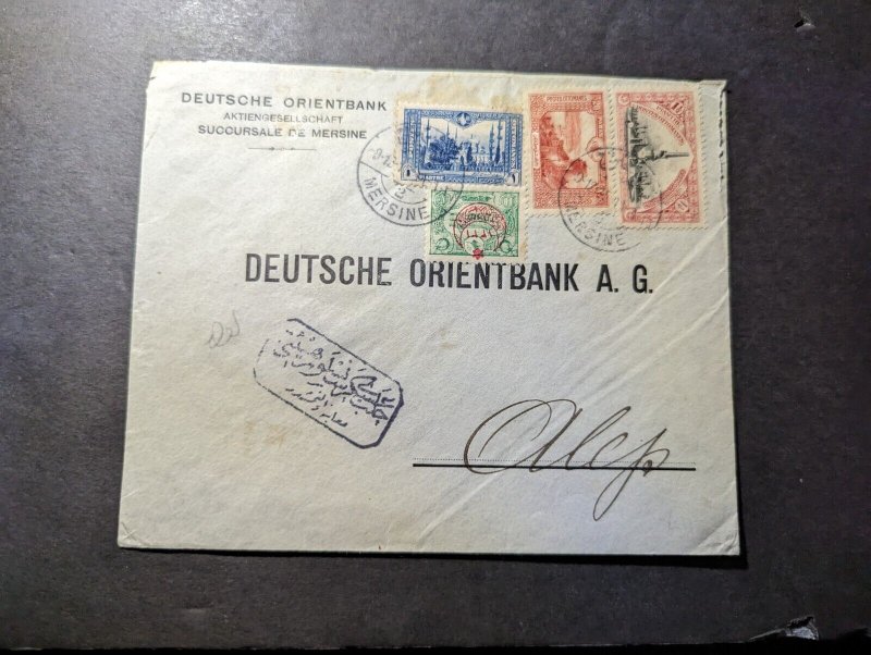 1915 Ottoman Empire Cover Succursale De Mersine to Alep German Orient Bank