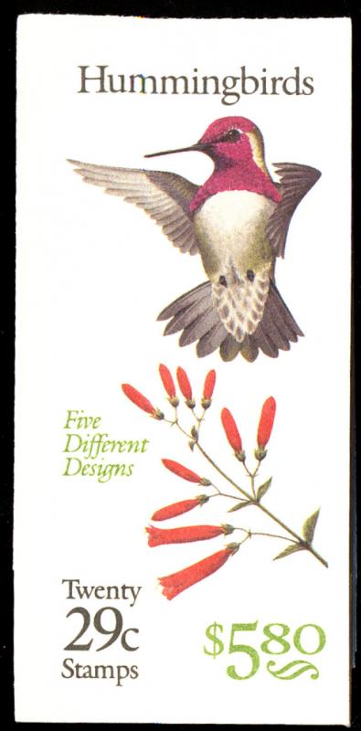 US #2646a COMPLETE BOOK, BK201 Hummingbirds, VF/XF mint never hinged,  FRESH ...