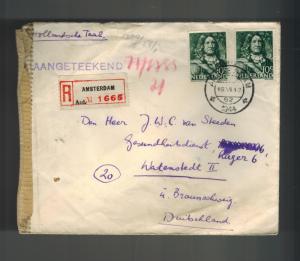 1944 Amsterdam Netherlands to Germany Cover Watenstedt Concentration Camp KZ