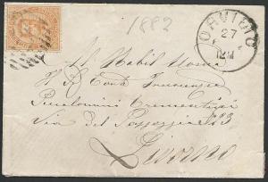 ITALY 1882 cover Orvieto to Livorno........................................47831