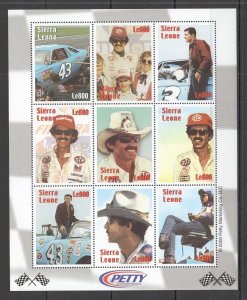 A1314 2000 Sierra Leone Nascar Petty Cars Auto Racing 1Kb Mnh