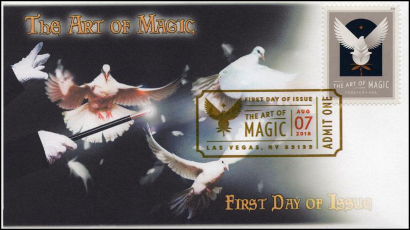 18-221, 2018, The Art of Magic, Digital Color Postmark, FDC, Doves