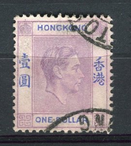 HONG KONG; 1938 early GVI issue fine used $1 value